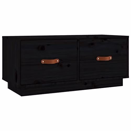 vidaXL Black Solid Pine Wood TV Cabinet W: 80 cm, D: 34 cm, H: 35 cm