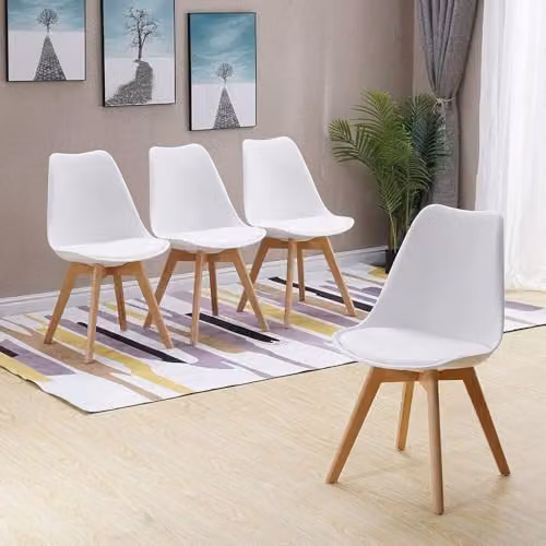 Kosy Koala Modern Dining Set with Grey Rectangular MDF Table and 4 White Plastic Chairs – 3