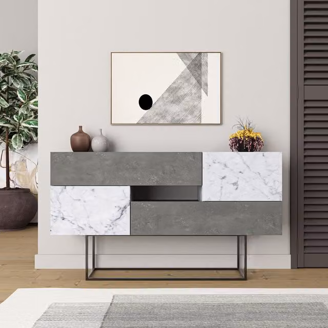 Decortie Eros Retro Sideboard Display Unit in Grey