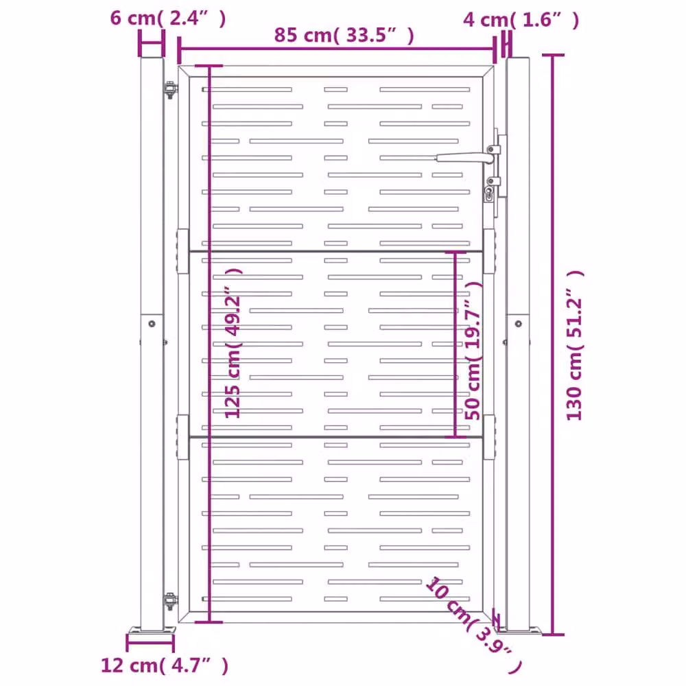Berkfield Home Steel Garden Gate in Anthracite Grey, W: 105 cm, H: 130 cm – 6