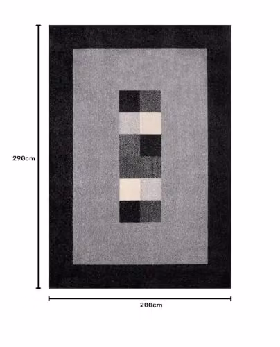 THE RUGS Modern Plain Rectangular Area Rug in Grey and Black, W: 200 cm, D: 290 cm – 2
