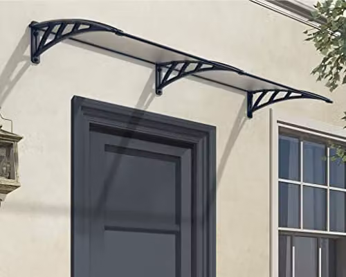 Palram Canopia Neo Twinwall Door Awning Canopy in Grey, W76 x H25 x L238 cm