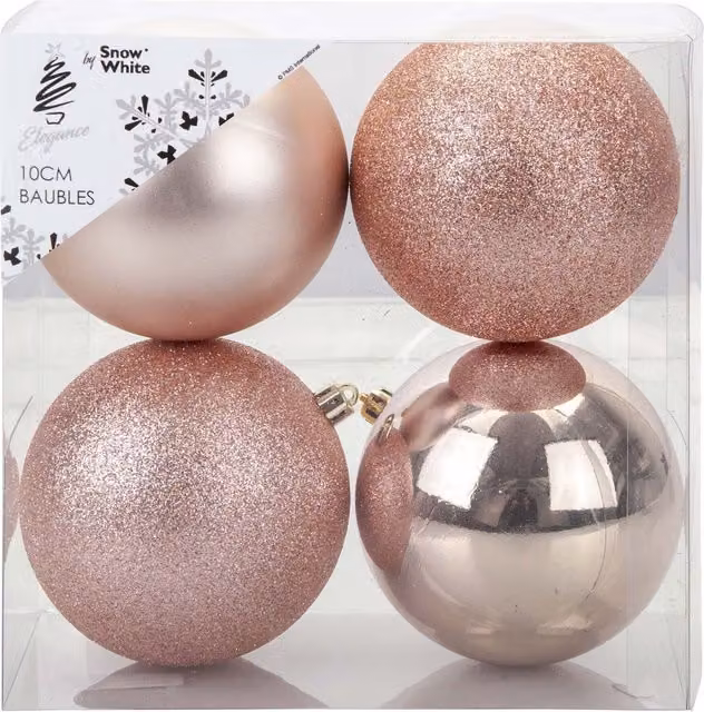 VFM e-Store Gold Round Christmas Baubles, 4 Pack – 1