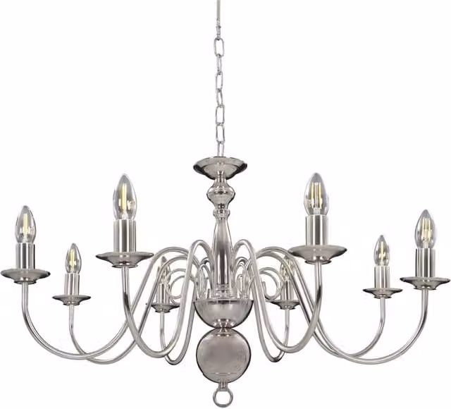 Berkfield Home Antique Silver Suspended Chandelier with 8 x E14 Bulbs – 1