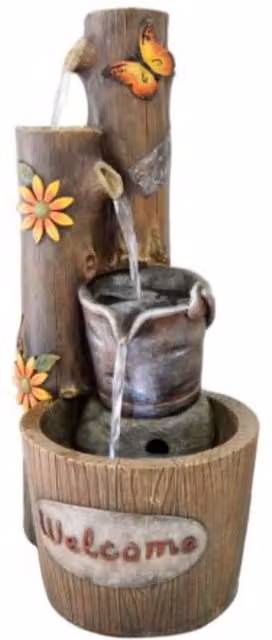 Altico Solar Powered Tabletop Floral Water Feature Fountain in Grey