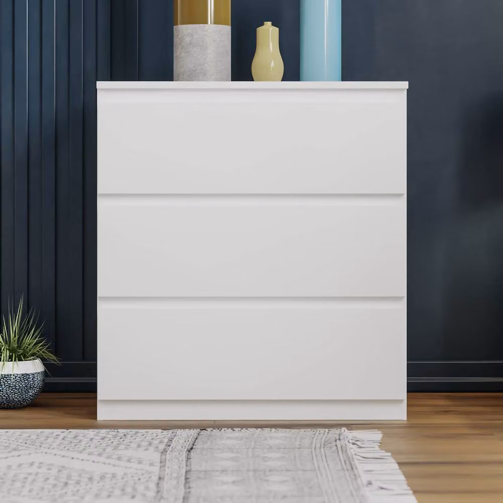 HD Designs Denver 3 Drawer Chest of Drawers in White – 3