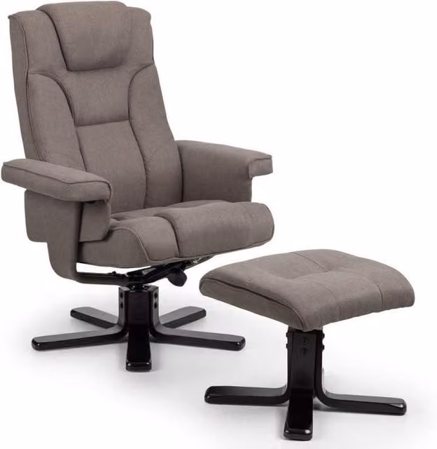 Ashfield Grey Reclining Swivel Chair with Footstool and Armrests – 1
