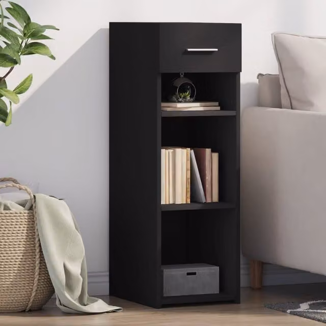 Berkfield Home Modern Black Matt MDF Sideboard W/D/H: 30 x 42.5 x 93 cm – 1