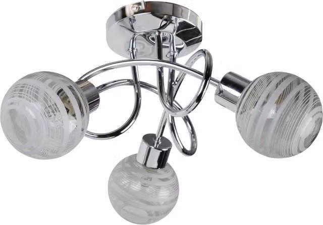 First Choice Lighting Cafe 3lt Flush Ceiling Light in Chrome and White Glass