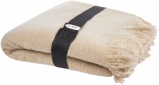 Seasons Faux Mohair Blanket in Beige with Fringes, W/D/H: 152 x 127 x 1 cm