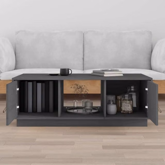 Berkfield Home Beautiful Coffee Table in Grey Solid Pine, W/D/H: 100 x 50 x 35 cm – 1