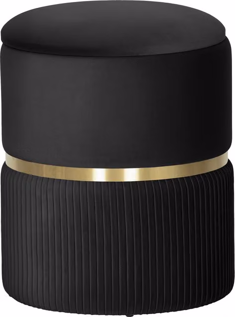 HOMCOM Velvet Storage Ottoman in Black – 1