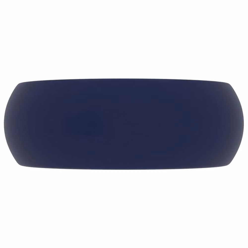 Berkfield Home Luxury Round Ceramic Countertop Wash Basin in Matt Dark Blue, W: 40 cm, H: 15 cm, D: 15 cm – 3