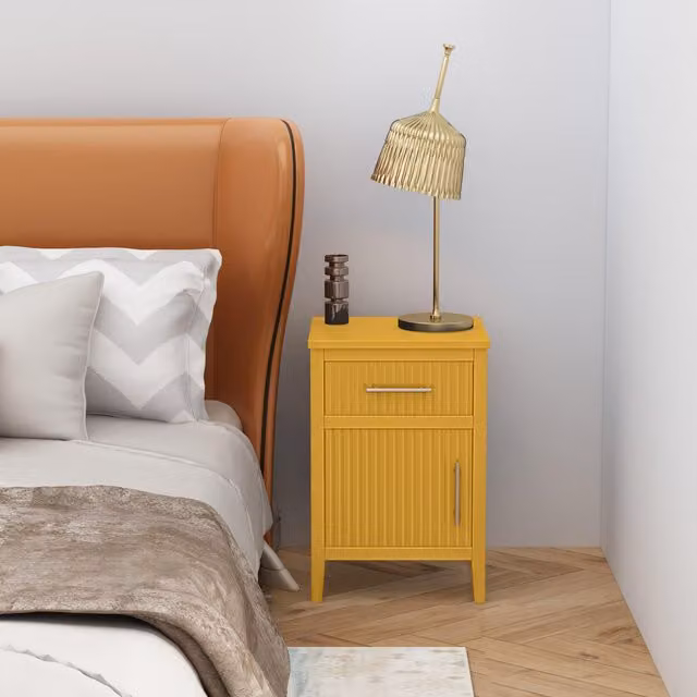 Cabinet Bits Monti Bedside Table with 1 Drawer and 1 Door in Yellow – 1