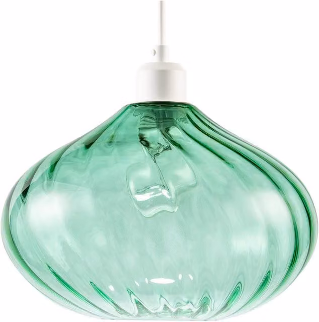 Happy Homewares Modern Emerald Green Twisted Glass Pendant Light Shade