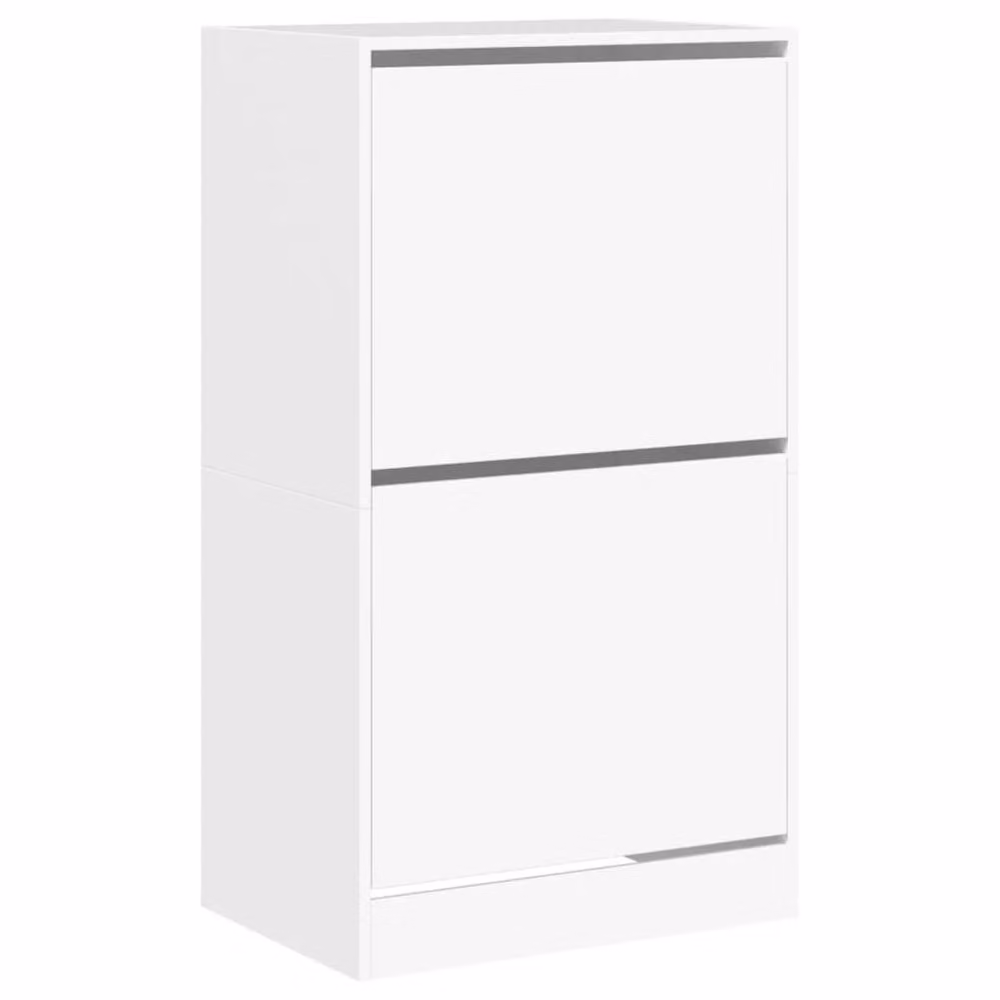 Berkfield Home Modern White Shoe Cabinet with 2 Tilting Compartments and Internal Drawers W/D/H: 60 x 42 x 108 cm – 2