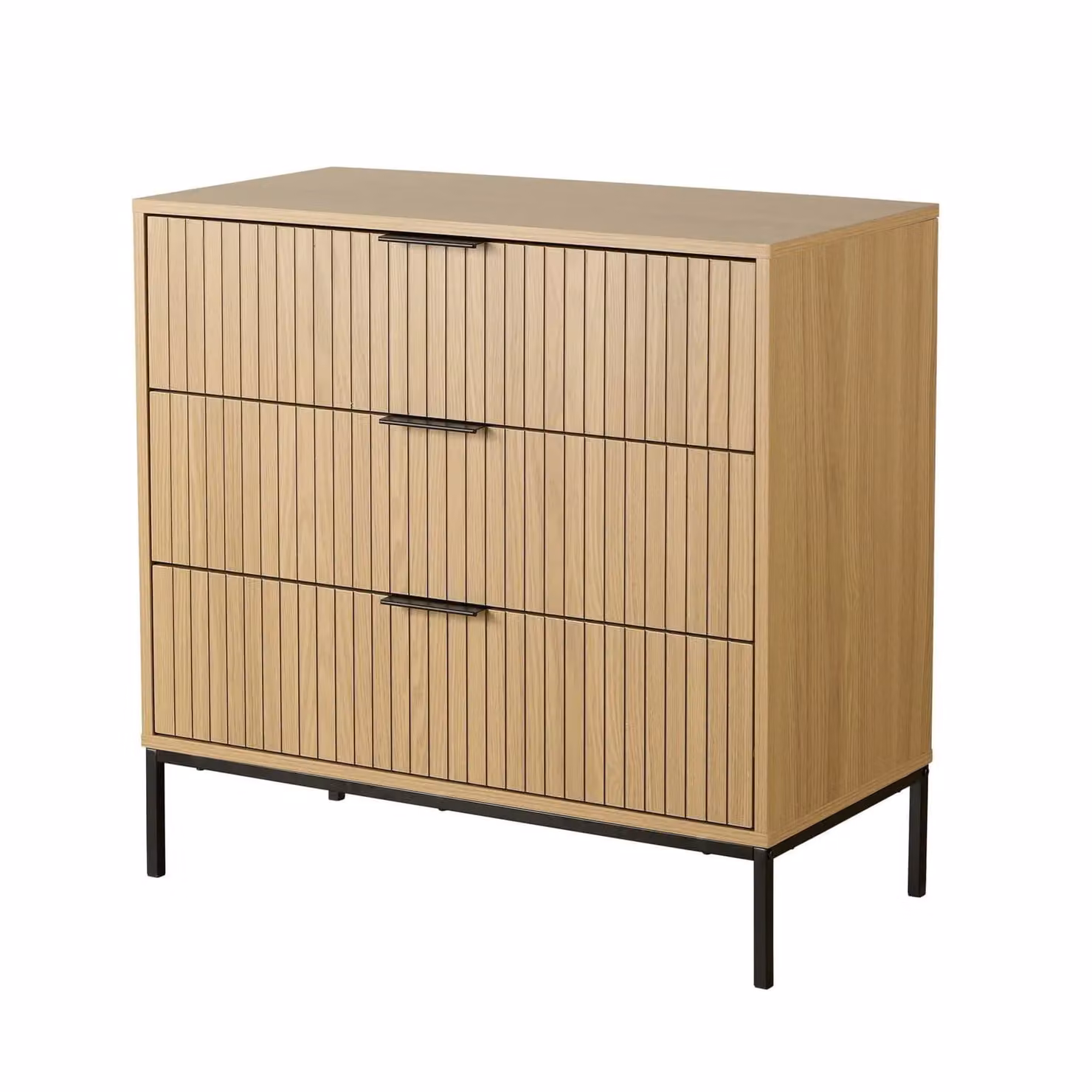 Home Source Wisbech Wide 3 Drawer Wooden Chest of Drawers in Brown and Black – 2