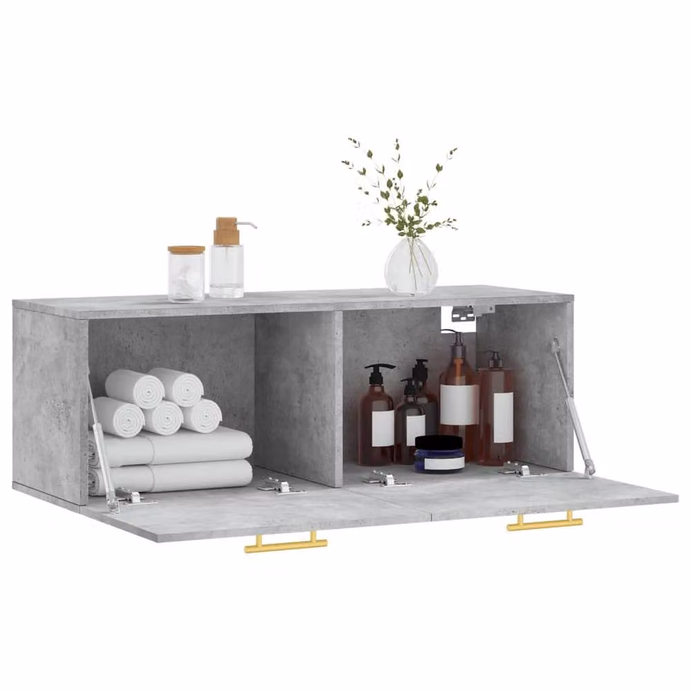 Berkfield Home Wall Mounted Cabinet in Concrete Grey, W/D/H: 100 x 36.5 x 35 cm – 3