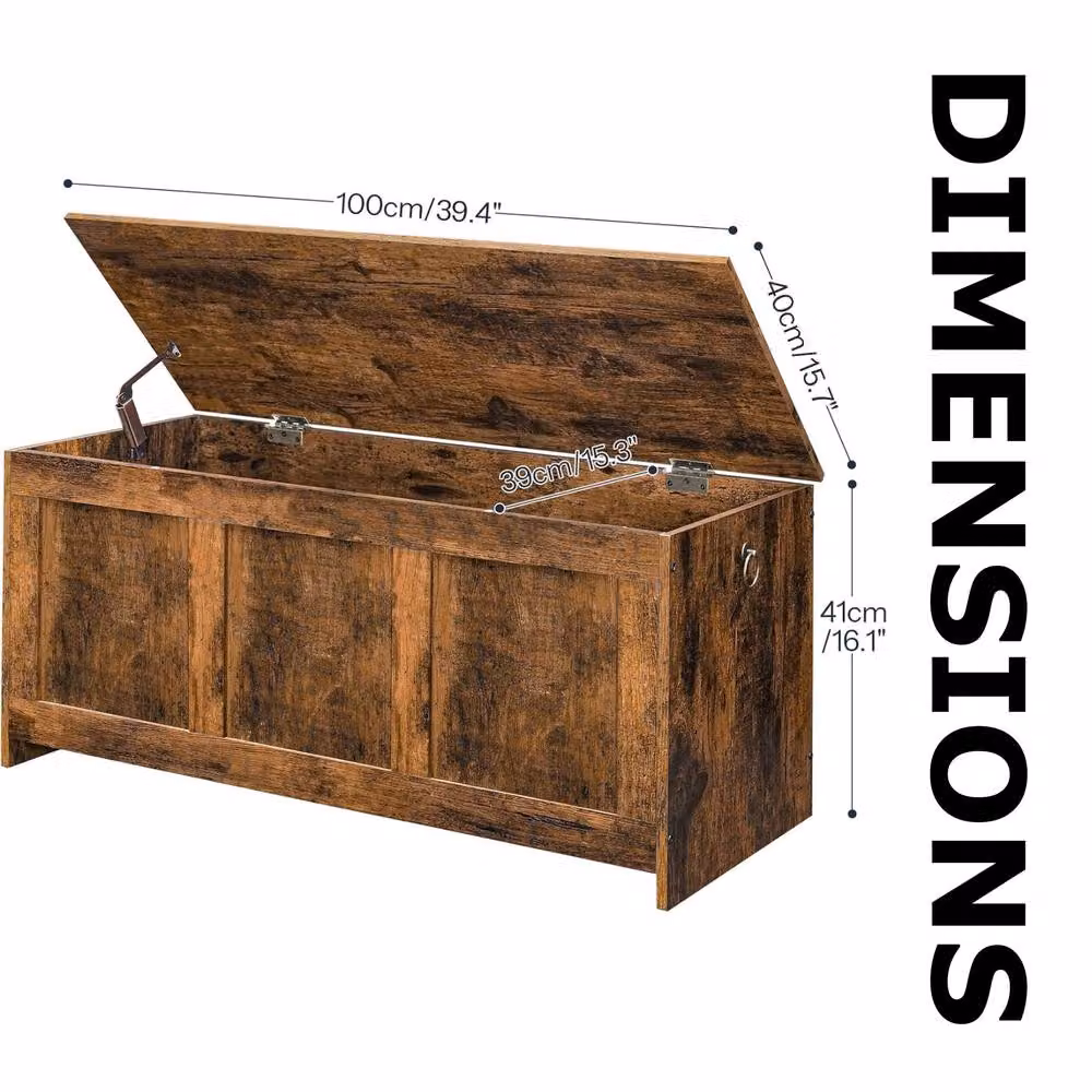FURNOS Industrial Wooden Storage Box Chest in Rustic Brown, W/D/H: 40 x 41 x 40 cm – 5
