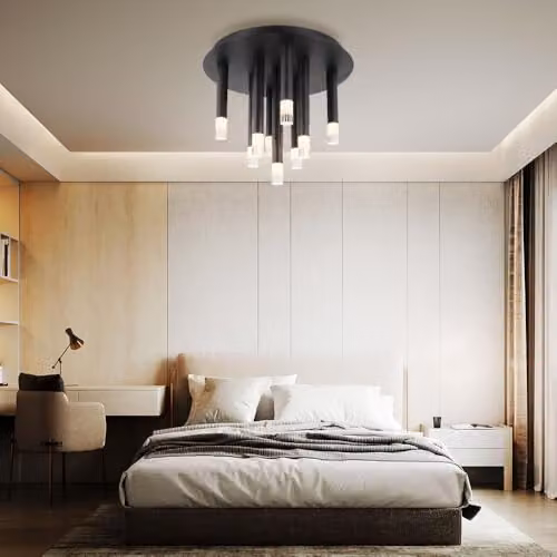 Netlighting Ryan Multi Arm Semi Flush Ceiling Lamp in Matt Black with 9x G9 Bulbs, Height: 29.6 cm – 2