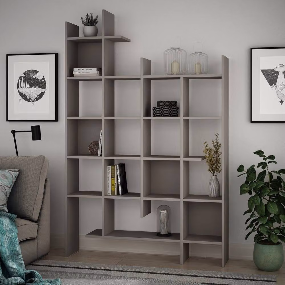 CALICOSY Manco 18-Shelf Shelving Unit in Taupe, H 188 cm x W 122 cm x D 44.42 cm – 2