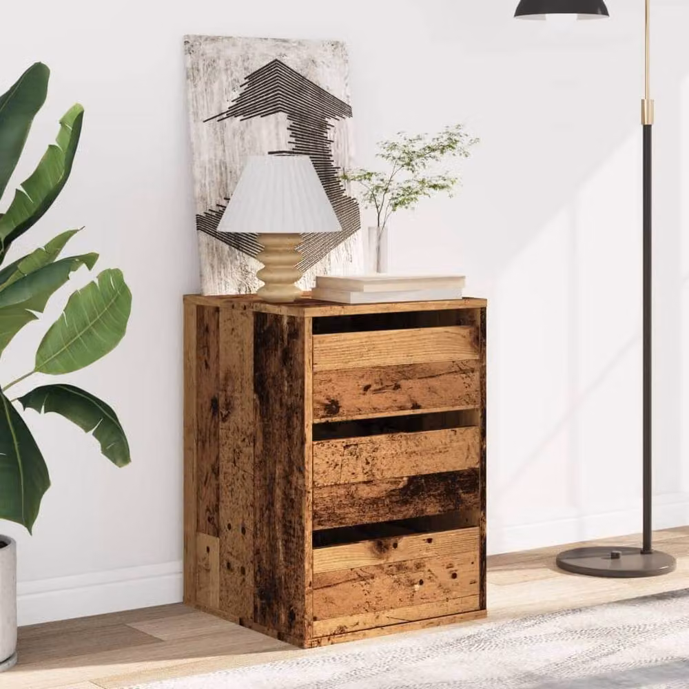 Berkfield Home Corner Chest of Drawers in Brown Old Wood, W/D/H: 40 x 41 x 58 cm – 3