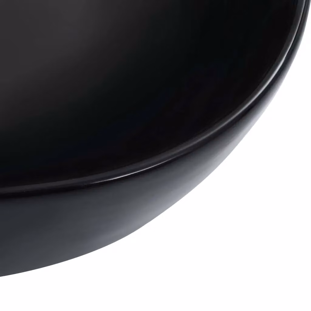 Berkfield Rectangular Ceramic Countertop Wash Basin, Black, W: 45.5 cm, D: 32 cm, H: 13 cm – 4