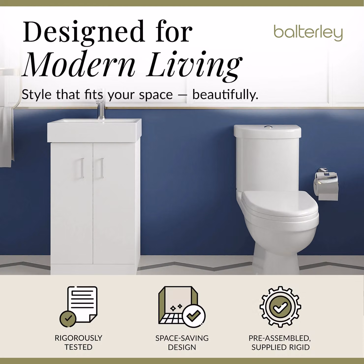 Balterley Gloss White Floor Standing Cloakroom Vanity Basin and Toilet Set – 2