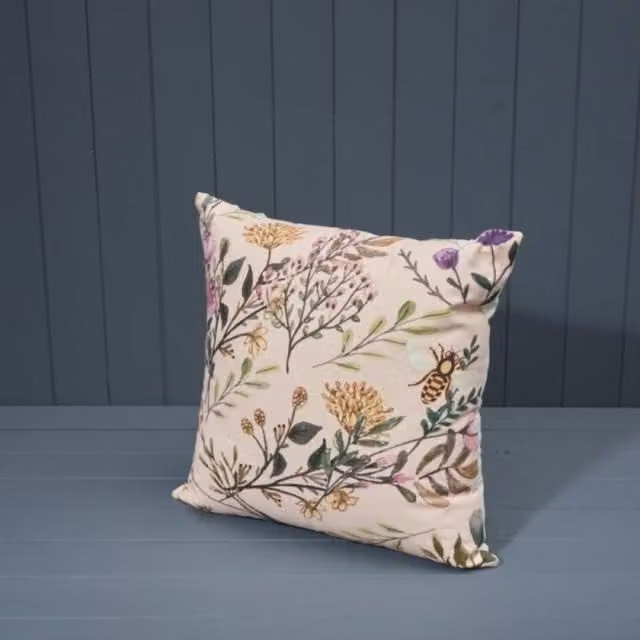 KDMD Handcrafted Multicolour Floral Printed Cotton Square Cushion with Filling
