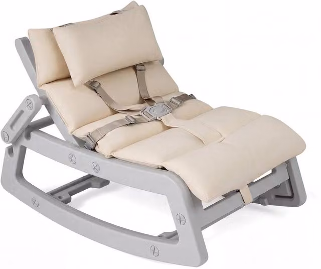 Havendro Beige Rocking Chair with Adjustable Backrest and Cushions for Indoor and Outdoor Use