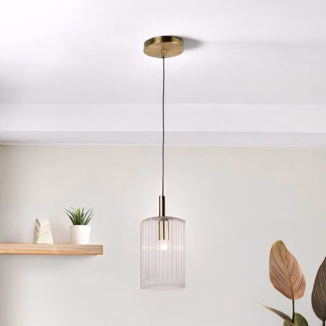 First Choice Lighting Walpole Bronze Ceiling Pendant Fitting with Transparent Glass and Height Adjustable Design