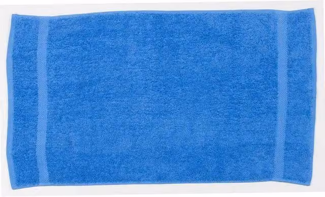 Towel City Luxury Blue Cotton Terry Hand Towel with Border and Hanging Loop