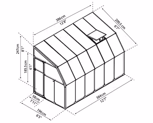 Palram Canopia Lean To Greenhouse Sun Room in White with Polycarbonate Windows, W200.5 x H247 cm – 3
