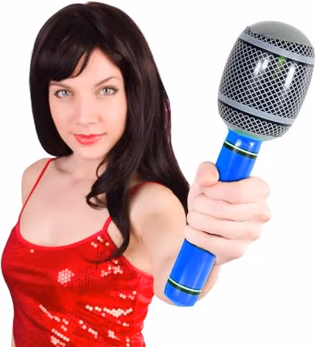 Electrovision Blue Cheetah Print Inflatable Microphone Accessory, 30 cm