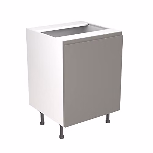 Kitchen Kit Flatpack Sink Base Cabinet in Dust Grey Gloss, W/D/H: 60 x 57 x 87 cm – 1