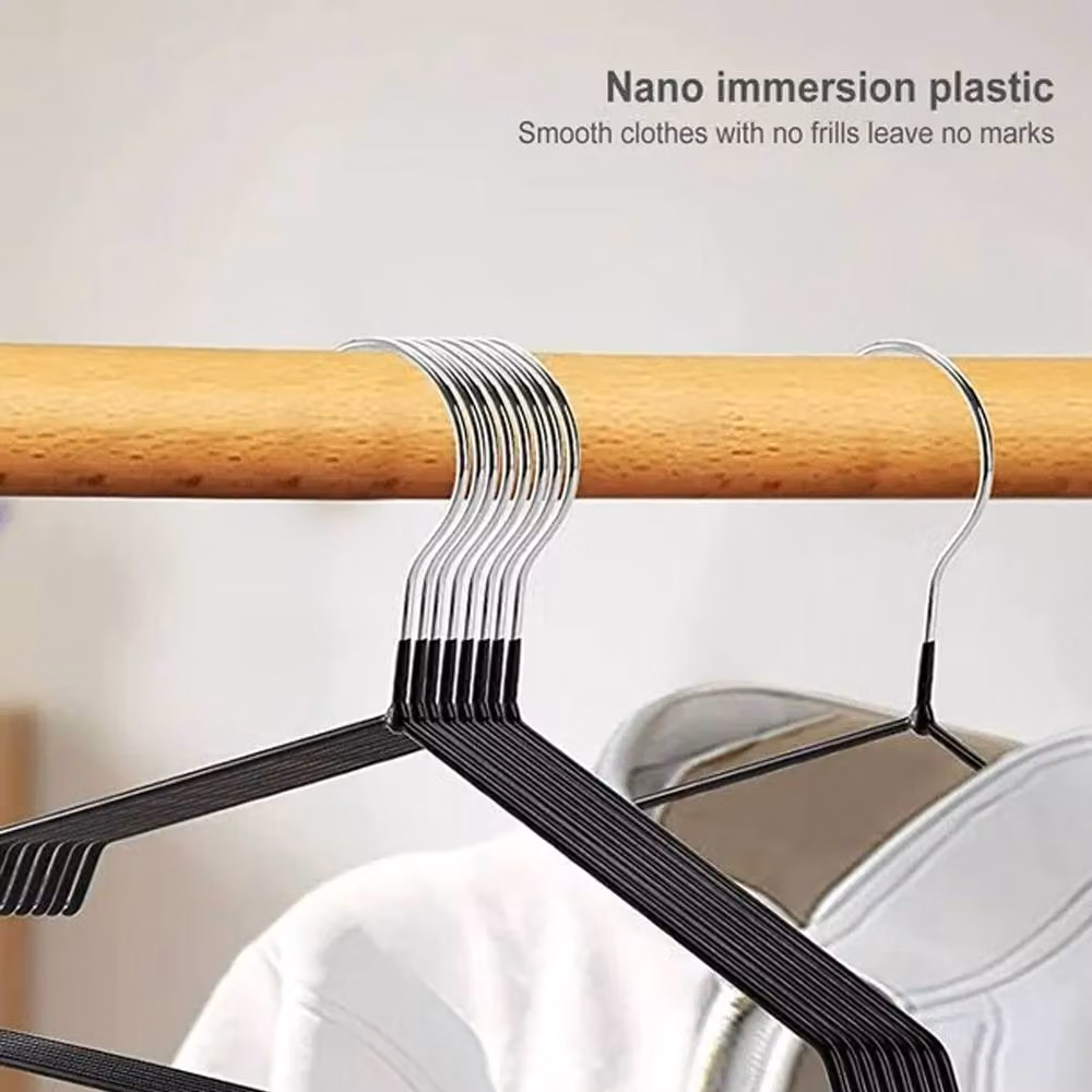 ATEK 20 Pack Non-Slip Rubber-Coated Metal Clothes Hangers in Black – 7