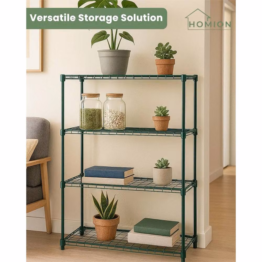 Kelvenix 4-Tier Metal Garden Plant Display Rack in Green, H 108 cm x W 85 cm x D 30 cm – 3
