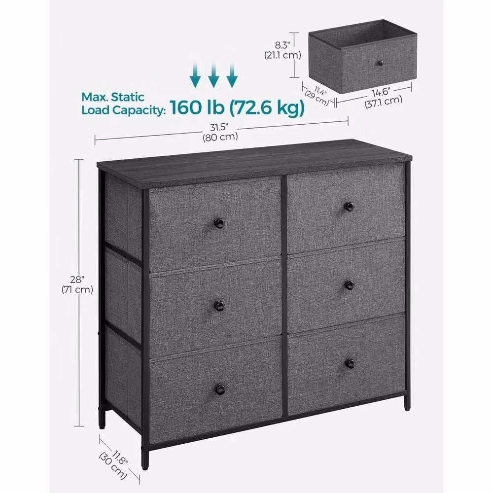KORVIXA Grey Chest of Drawers with Metal Frame – 2