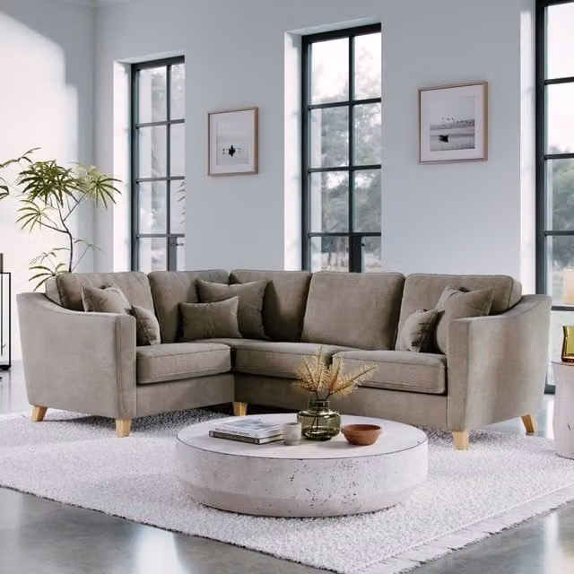 The Great Sofa Company Jackson Left Hand Facing Chenille Corner Sofa in Brown
