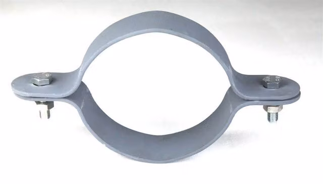 Halifax Cast Iron Zinc Plated Split Drain and Soil Band Clip in Silver Grey, 150mm