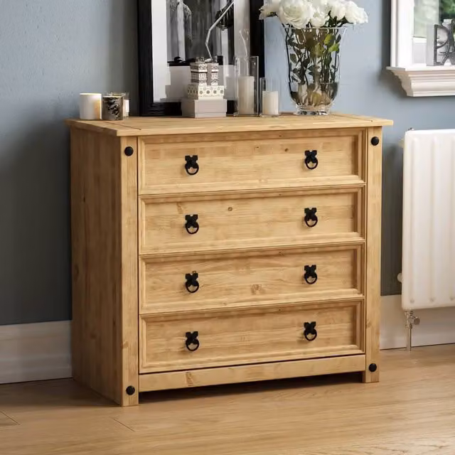 HD Designs Corona Rustic 4 Drawer Chest in Brown and Black