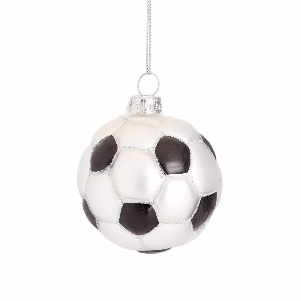 The Alphabet Gift Shop Football Christmas Bauble in White and Black – 2