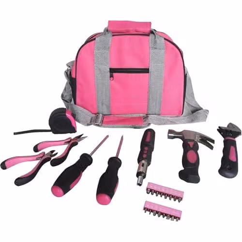 Hyfive 25-Piece Pink DIY Tool Kit with Hammer, Pliers and Screwdrivers in a Pink Carry Case – 1