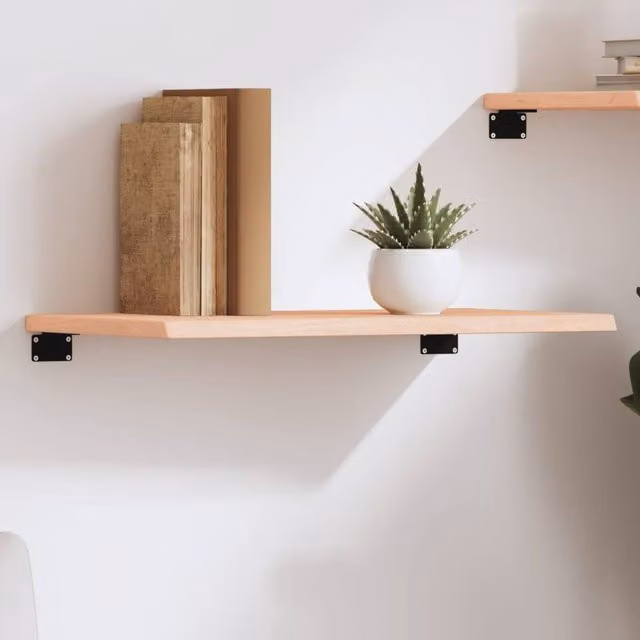 Berkfield Home Wall Mounted Rustic Oak Shelf in Natural, W/D/H: 60 x 30 x 2 cm
