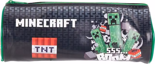 Minecraft Black Zip Flat Pouch School Pencil Case