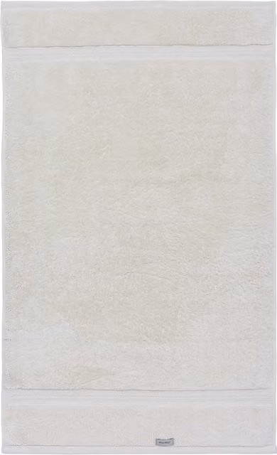 Murmur Fluffy Cotton Hand Towel with Border, White/Beige