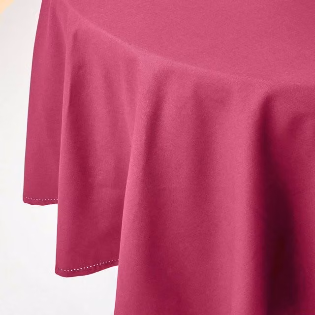 Homescapes Plain Round Cotton Tablecloth in Purple