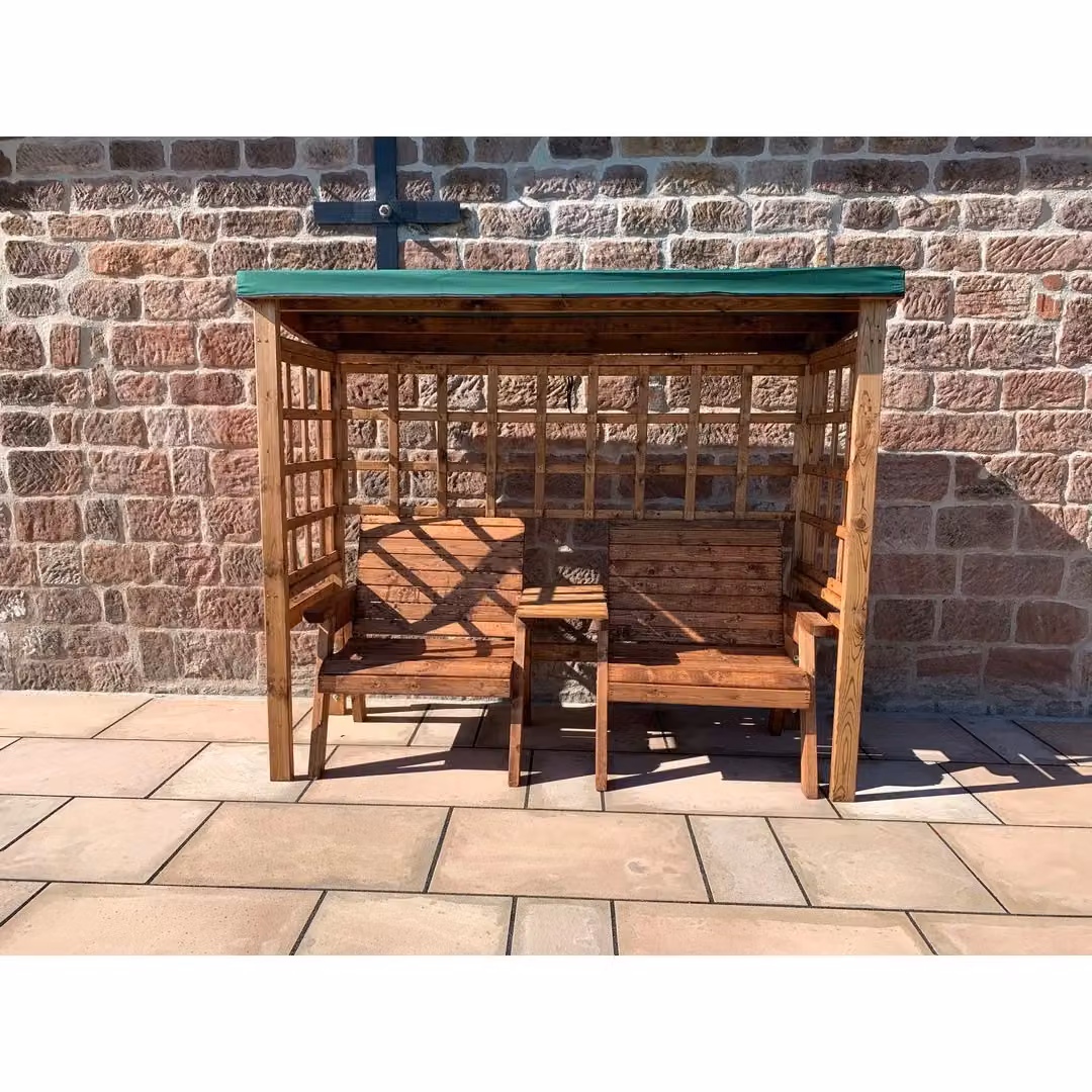 Charles Taylor Trading Grand Henley Twin Arbour in Green and Brown Wood – 3