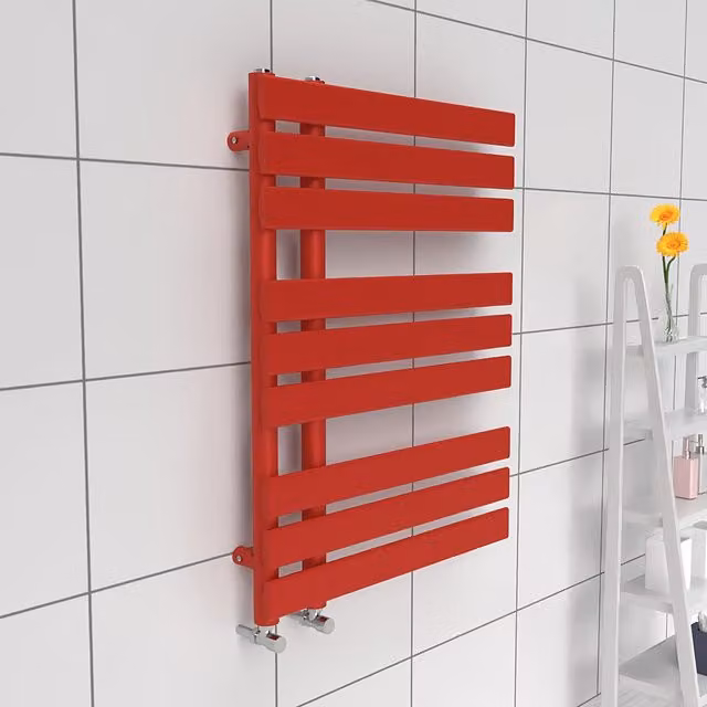 Lux Heat Open Flat Towel Radiator in Red, W: 600 mm, H: 800 mm