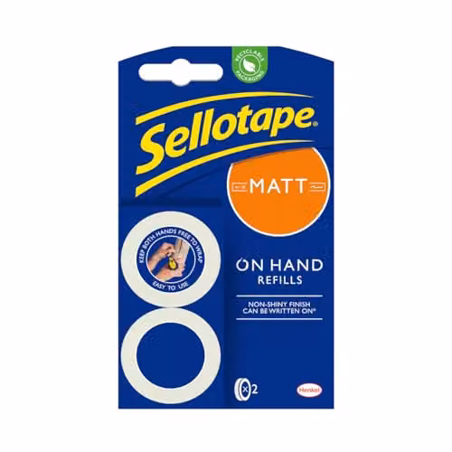 Sellotape On Hand Invisible Matt Tape Refills, Transparent, Width: 1.8 cm, Length: 15 m